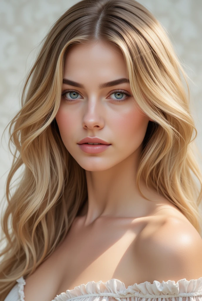 20 yo girl, slim, tall, brunette, hi-res, detailed skin, brown eyes, blonde hair extension