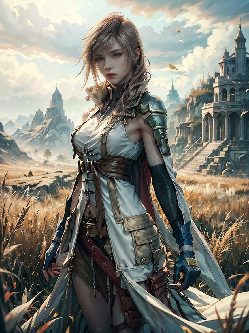 (generate a female warrior with ponytail hair, villagers background, tree behind, horse beside, wearing sexy armor, silver medalion on chest, belt with dragon ornament, (luxury cloak), hold an axe, beautifull sky, beautifull scene, detail village houses, detail road, beautifull face, pretty face, beautifull eyes, beautifull nose, raytracing, beautifull fingers, beautifull hands, (4 fingers in 1 hand),closed up photoshoot, pretty makeup, perfect anatomy, good lighting, professional photoshoot, sharp eye, fresh lips