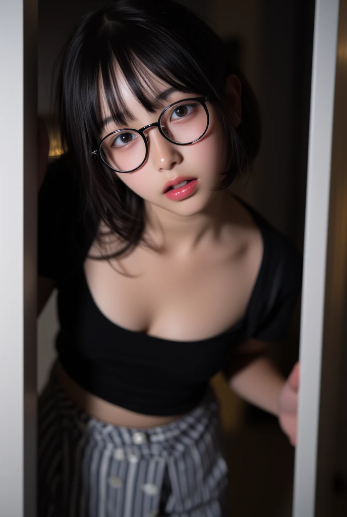 Highest quality, RAW Photos, Realistic, face, Incredibly beautiful girl, cute, length Hair,ponytail,Glasses,Written boundary depth, High resolution, Super detailed, detailed, Very detaileded, extremely detaileded eye and face, Sharp pupils, Realistic students, Sharp focus, Cinema Lighting, Japanese, Short Woman, Physical build, Short arms, length, Narrow eyes, Fleeting atmosphere, , Brown Bob Hair, ((thin lips)), White top and bottom swimsuit, masterpiece, Highest quality, Detailed skin, Detailed face, fine grain, 8K, Excellent anatomy, Full body portrait,flat breasts, small breasts, small,( small bust: 1.2), small bust, (slim, small, flat, small), thin, Delicate and sexy collarbone, One Girl, (beautiful girl, Delicate girl:1.3), (10 years oldone female, (look up) From above, /(waitress/), /(Dark brown hair/) bangs, Blushing Smile, (masterpiece Highest quality:1.2) 繊細なイラスト Super detailed, (((White Background))) , View your viewers, darker shadow, (((absurdes))), (((Underbust))), (((No sleeve))), (((Removed))), (((ulzzang))), (((Thigh Gap))), (((Very embarrassed))), (((mascara))), (((Place your hands on the floor))), (((feminine))), (((Cinema Lighting))), (((pubic hair))), (((squat))), (((High heels))), (((Tilt backwards))), (((Spread your legs)))