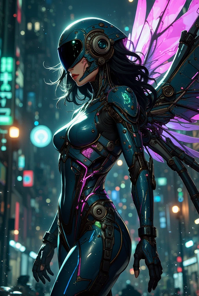 Model shoot style, (extremely detailed CG 8k wallpaper), body photo of the most beautiful artwork in the world, ((absurd res)) perfect whole body, top quality, ((16k UHD)), High Definition, high-res, ultra sharp, masterpiece, the best quality, intricate details, detailed eyes, perfect face detailed face, masterpiece, perfectly detailed anatomy, detailed body, detailed pecs, in a cyberpunk city, (((neon lighting))) (((fluorescent lights))) (((backlighting))) (((nighttime))) (((1male))) (((man))) ((tall muscular man male humanoid)), bald, humanoid (((pink skin))), deity, god of insects, waist sash, (((humanoid pink skin tone)), (((alpha male))) pink hue, powerful humanoid appearance, pure white eyes, shiny metallic scales, scales. ((glossy metallic Armour)), ((fully armoured)) intimidating face, strong jaw, high cheekbones, antenna, in a forest, ((petal pink humanoid insect)) insect humanoid, insect anatomy, abdomen, stinger, monster humanoid, horns on arms,
