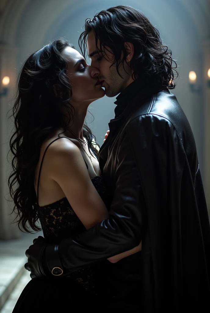 Make a dark romance book cover titled “My Humble Marriage”, a handsome muscular man and beat black lady looking into each other’s eyes with love, oil painting, dark background, award winning photography, man’s hand around lady’s waist, faces hidden by shadows