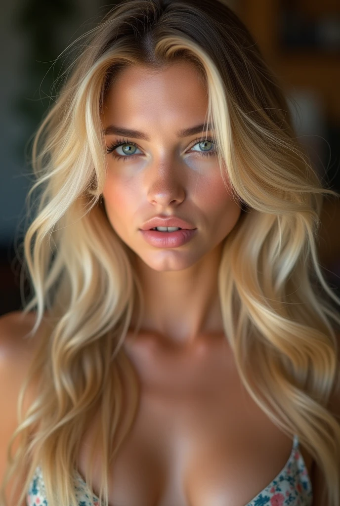 A close up picture with a hot teen with long blonde hair having sex