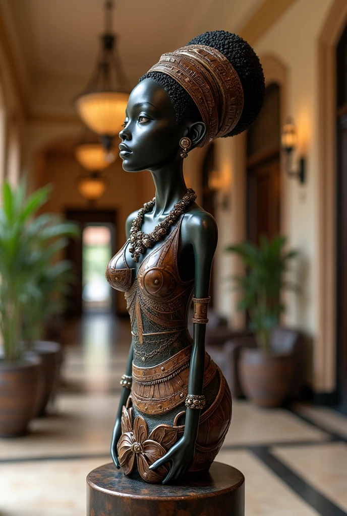 create a half-naked female statue