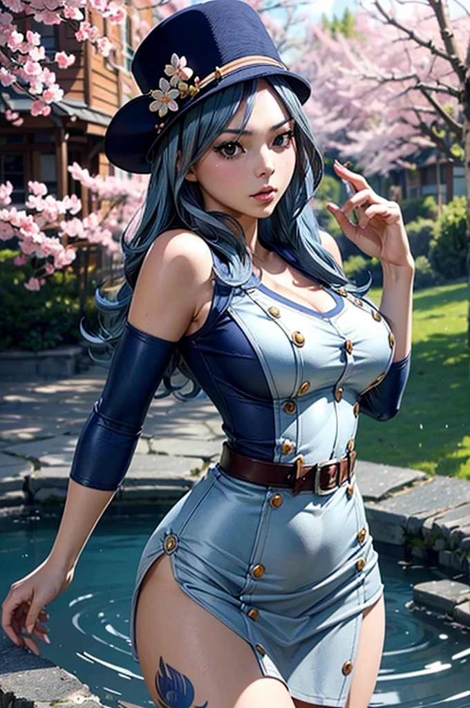 Jinx,Solid pink premium comic background,Slim figure,having fun,Mesh garment,Chest open,Exposing the abdomen,Cocked buttocks,Fleshy thighs,Purple shawl,Masterpiece,Brilliant sunshine,Mushroom World,Above the sky,Comic cover style,Comic title,tmasterpiece, High- sharpness, high high quality, 详细的脸, detailed body render, 1girll, 独奏, Hinata sleeveless clothing,big cleavage breasts,, sleeveless shirts, Fishing net clothing, Dark lips, Unzipped jacket, no brassiere, breasts out,, standing on your feet, Be red in the face, (on bedroom)
