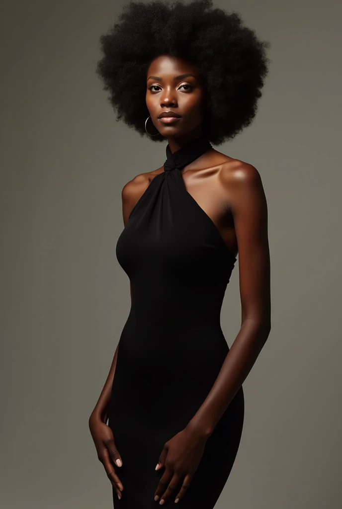 Black Woman The Mysterious Look
Create a mysterious huspanic look by looking over your shoulder while wearing a chic silk dress. Drop your frizzy hair in front of your face and add stylish heels for an even more captivating effect.