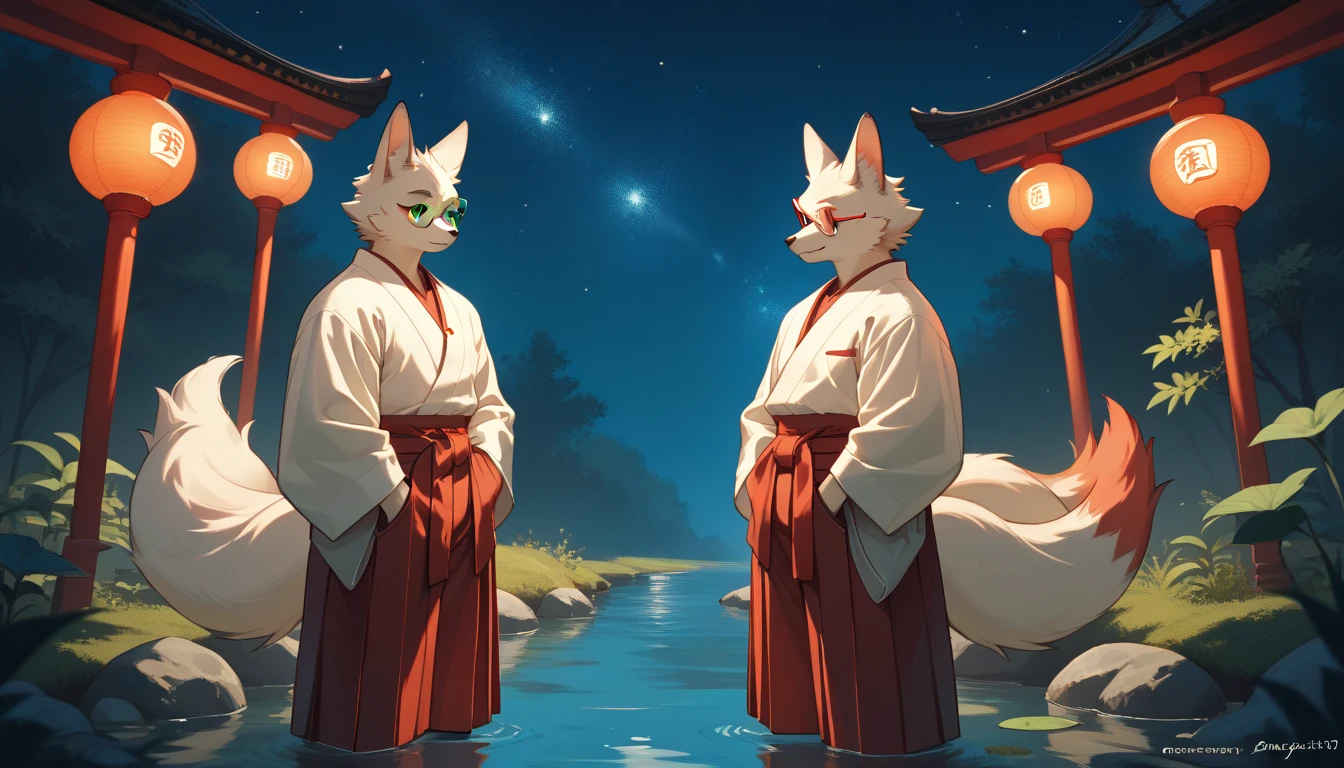 Nine Tails、loimu、white colors、foxfire、Luminous Eyes、shrines、retrograde、menace、tusk、Fox、Deities々Right、Not people、Beautiful fece、Standing on end、menace