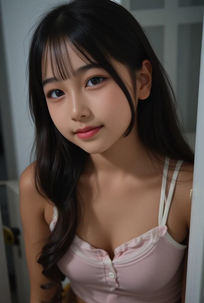 Tabletop, highest quality, figure, Very detailed, In detail, High resolution, 8k wallpaper, Perfect dynamic composition, Beautiful fine details,Wavy long hair,Small breasts、Natural color lip, Bold sexy pose,smile,Late night office、20-year-old girl、Very beautiful face、Subjects striking sexy poses for the camera,Sculpture model pose、Pastel colored micro bikini