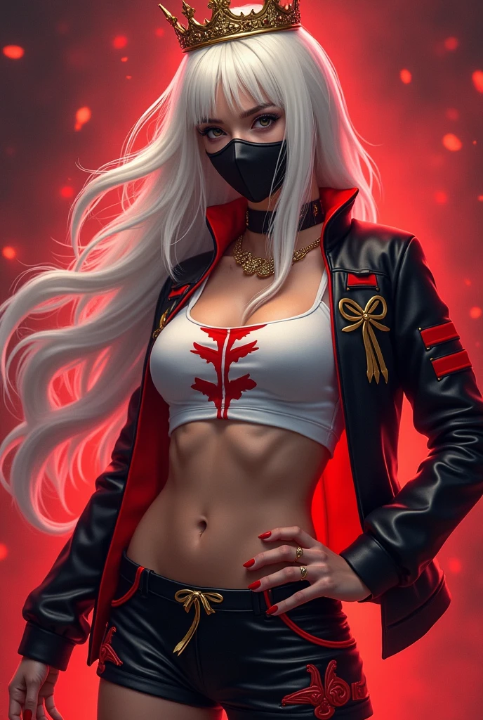 dark skin, medium white hair, smile, dark battlesuit, tattoo's
