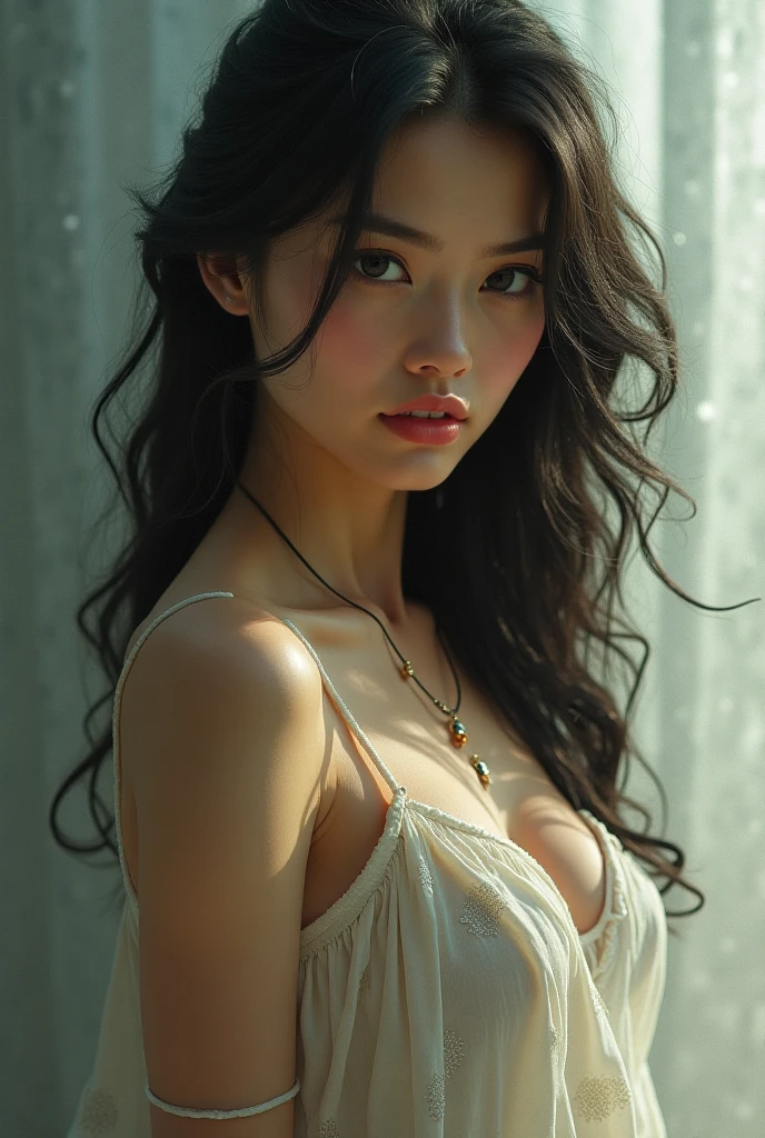 Japanese women、Half Ukrainian、university student、Long legs、There is a cleavage、