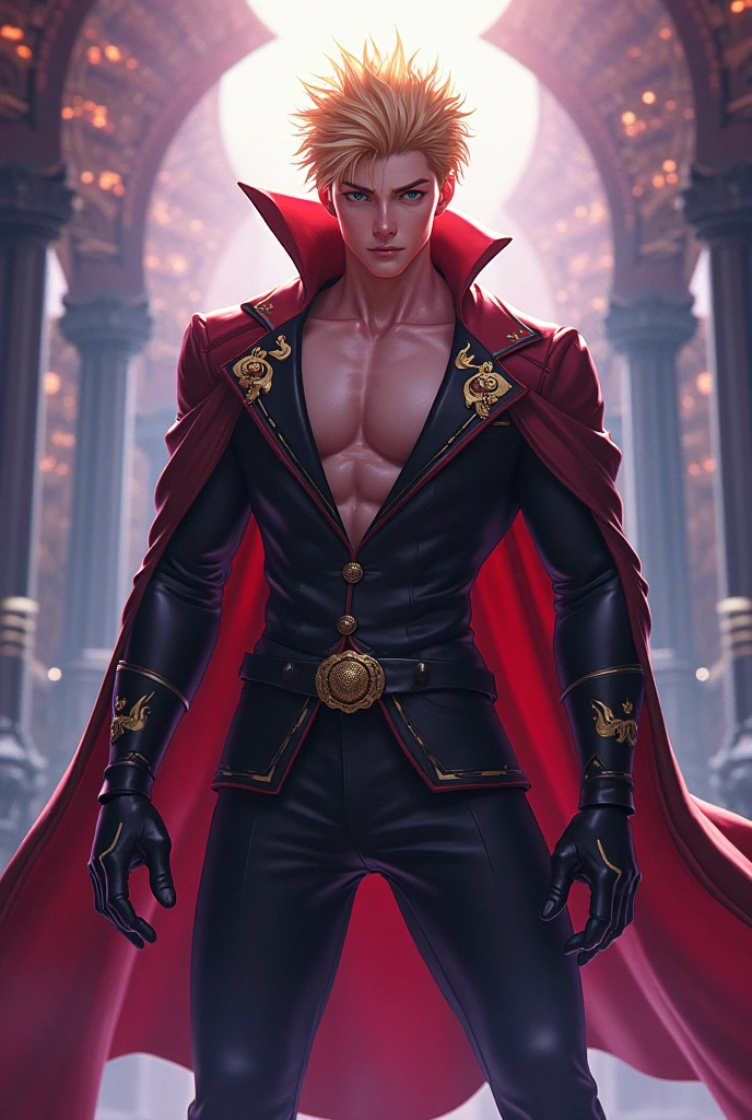 (8k,photoshotrrealista　photoshot　Maximum quality;1.4) (1 young boy) Super handsome king of the underworld　(lifelike face) 　(Short-haired red hair)　slenderbody　Muscular and macho　Black and red aristocratic costume with big red eyes　Golden decoration　Fangs peeking out of the mouth　Pointed claws　a seductive gaze　Beautiful expression　A hyper-realistic　(King of the Underworld)　appealing　(real looking skin)　super high resolution　high détail　luxurious black and red pants　Red aura emanating from the body　effect　black robe