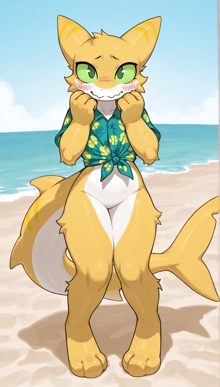 alone, External, red pupils,, (wet fur:1.4), Detailed hair, young，one piece swimsuit,Firmware version, furry anime, Bragon, very cute face, Blushed, playful, young, Detailed background, Detailed fanart, pixiv, number, masterpiece, high quality, high resolution，Kneeling in slime on the beach，Thighs covered with mucus，random color，random species，personal portrait，The tail is in the right position，（（Rear view））visible on feet，view from behind