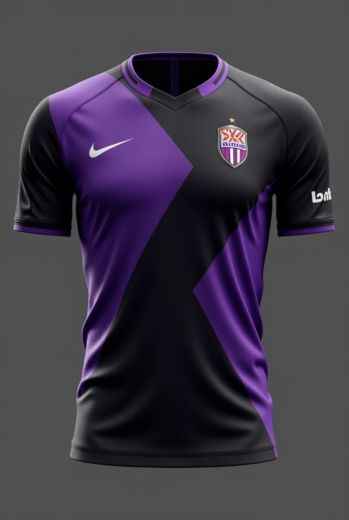Create a team shirt with a predominant color of black and purple 