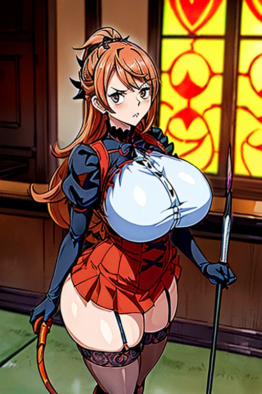 (Best Quality:1.1), (masutepiece:1.4), (marvelous illustration:1.2), Dutch Angle, 1girl in, ((Bimbo)), yui, (Diabolical:1.3),scarlet red hair, Long messy hair, golden brown eyes, Unhealthy smile, huge gigantic breasts,Curve, Thick, (火mont:1.3), lava, Molten rocks, mont, (fullmoon:0.35), (Hell:1.3), redhair, (Fiery background:0.5), (Dramatic Lighting:1.2), dark clouds, cleavage cutout, large full breasts, fishnet tights, Lasso BDSM, 飛んでいるDiabolical