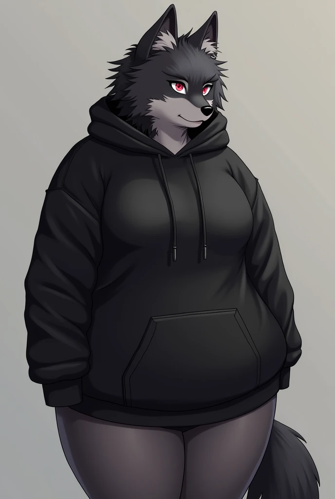 (((panther))), woman, ((furry)), giant, sexy, large body, with a black fluffy jacket and white t-shirt and dark blue jeans pants, Black skin, Black hair,