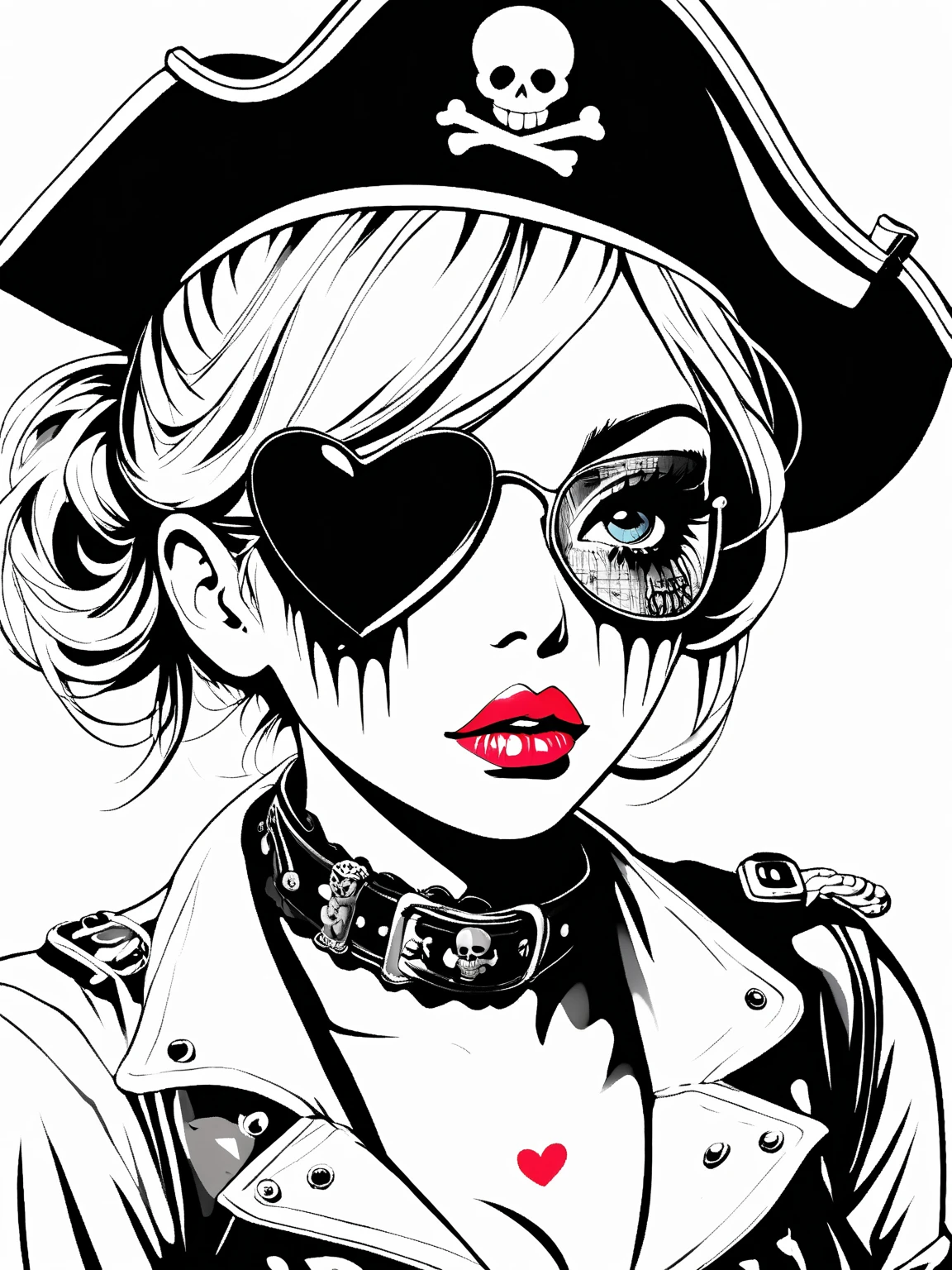 Uma caveira com um toque estilo grafite, renderizado em um cartum, estilo de quadrinhos preto em branco