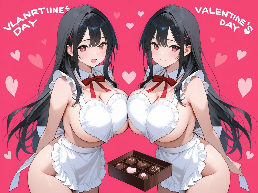 2 girls,duo,Multiple Views,pov.shiny hair, black hair, eyes,black,best quality, very aesthetic, absurdres, very sweaty,absurdres,(huge),(dark red),female pov,upperlatin girl nude cartoon with big  posing with fingers making peace sign, multiple girls, breasts, long hair, pasties, hat, blush, black hair, nurse cap, heart pasties, smile, navel, sweat, nude, heart, double v, looking at viewer, open mouth,feet,outside,naughty_face,heartcutout,(heart pierce),(tongue)