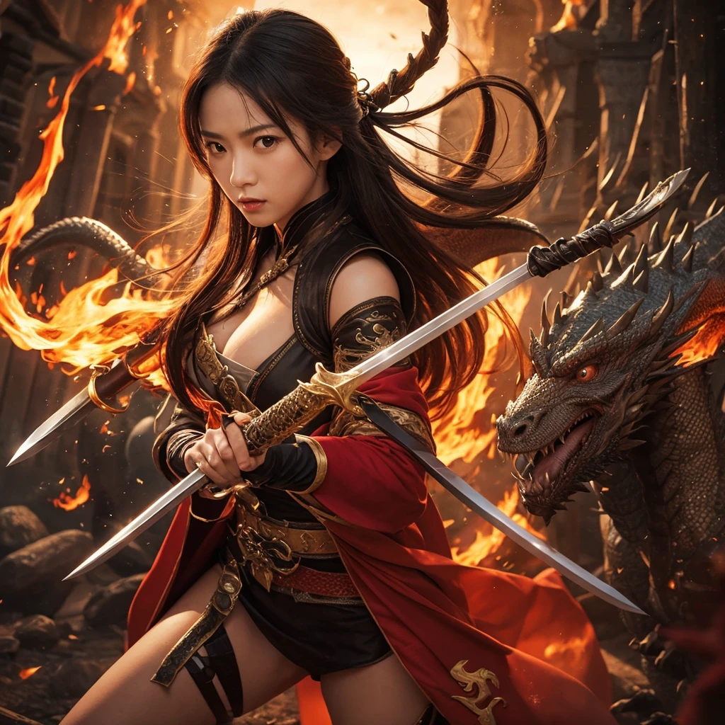 CG Giant Secret Realm,Asian women pose in colorful bikinis, Realistic secret manga girl rendering, detailed face of a asian girl, Realistic in the secret world, Smooth CG art, Realistic. Cheng Yi, Realistic secret style, A lovely secret rendering, Rendu portrait 8k, Render character art 8 K, Kawaii realistic portrait, (Linen batik scarf), Angry fighting stance, looking at the ground, Batik linen bandana, Chinese python pattern long-sleeved garment,Uncharted(Abstract propylene splash:1.2), Dark clouds lightning background,废墟(realisticlying:1.4),Black color hair,Flour fluttering,Telephoto lens high, A high resolution, the detail, RAW photogr, Sharp Re, Nikon D850 Film Stock Photo by Jefferies Lee 4 Kodak Portra 400 Camera F1.6 shots, Rich colors, ultra-realistic vivid textures, Dramatic lighting,8K quality, Girls,Backstreets, Dark clouds lightning background(realisticlying:1.4),Black color hair,Uncharted, RAW photogr, Sharp Re, Nikon D850 Film Stock Photo by Jefferies Lee 4 Kodak Portra 400 Camera F1.6 shots, Rich colors, ultra-realistic vivid textures, Drama light film CG society,Tropical canyon battle scene、Chinese big breasts、Vintage trench coat、three kingdom、ember、100 people、Faraway view、intense battles、high detal、masuter piece、NSFW,Multi-layered long-sleeved gauze garment,Quick-dry vest,Colorful cotton and linen sweater,Red and black snake cloak cloak,Doomsday ruins(Uncharted)Climb the streets(Armageddon)eyes filled with angry,He clenched his fists