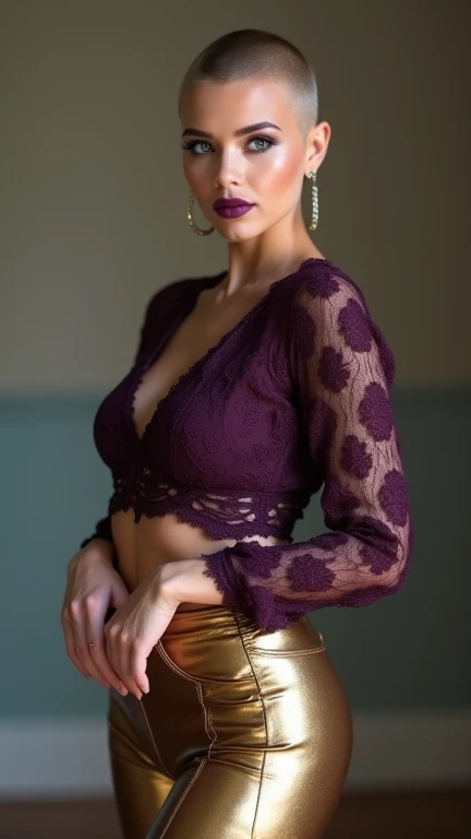 Alicia Keys with  long colorful multicolored and blond hair, she has a pony tail, (masterpiece, perfect eyes, photorealistic, intricate details, hi-res, 8k) portrait of girl standing at the bar, soft even lighting, 20 years old, beautiful woman, looking at viewer, full body view,  (((dark brown eyes))), (brown pupils) , very colorful multi colored blond hair,  ((very shiny pink and silver skirt and tight blouse that pushes up her breasts )),  . ((high thigh socks with belts and garter)), top shows  a nice detailed cleavage, small perky breasts, sexy pose, ((tattoos)),  ((very wide hips, large thighs gap)), very small shoulders, twintails, red lipstick, barely smiling,  navel piercing, jewelry, bracelets, Quick Catliner, cute eye liner, thin, she has freckles, she has long colorful multicolor and blond hair