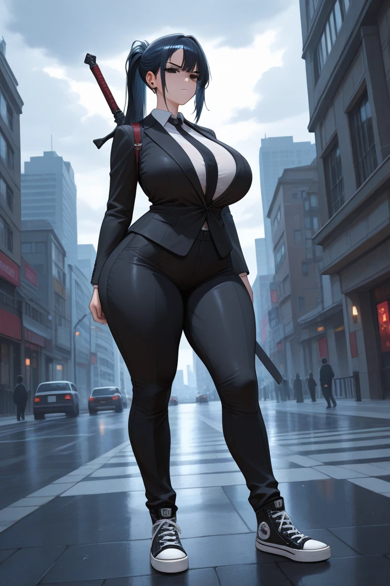 masterpiece, best quality, very aesthetic, absurdres, braless, no bra, full body shot, miniskirt police uniforms, on the crowed street, 1girl, tifa lockhart, final fantasy