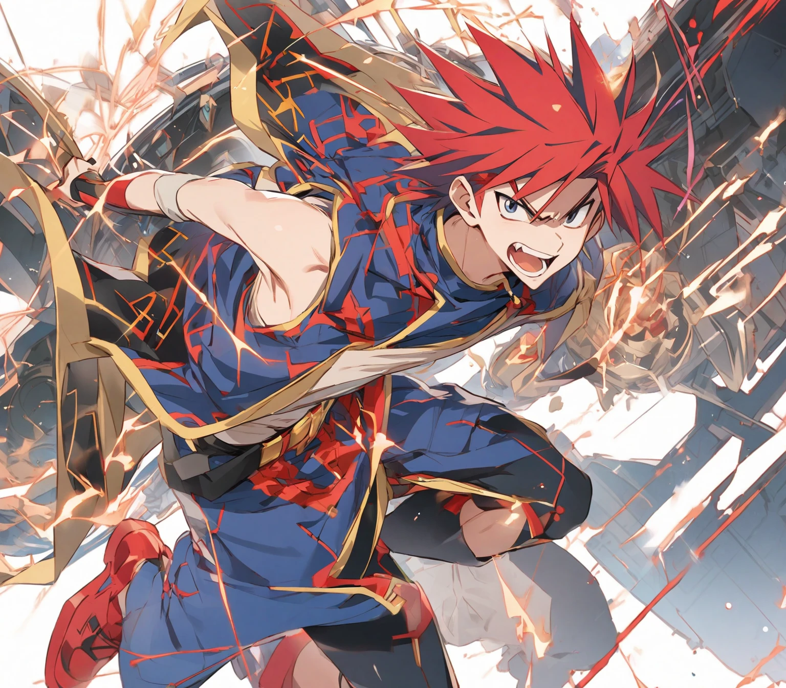 a boy killing the demon