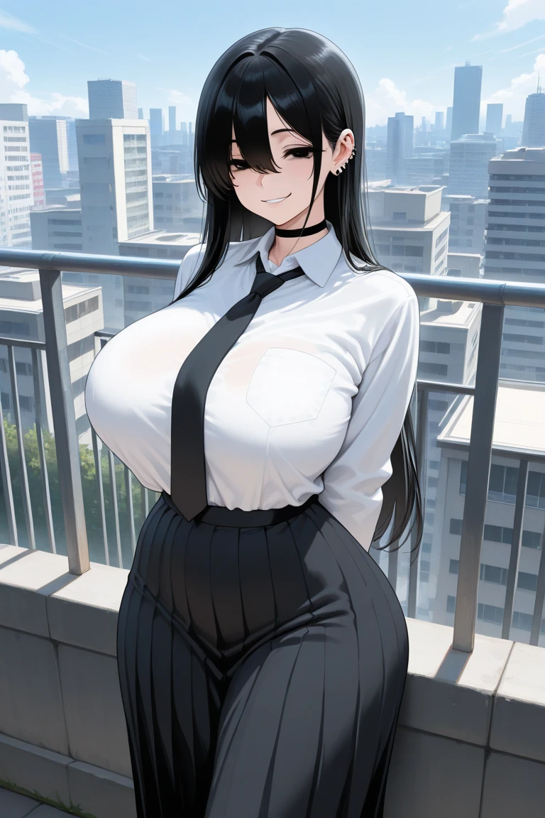 Black Hair, One adult woman, 8K, Super detailed, High resolution, In a suit, Large Breasts, cool, long hair