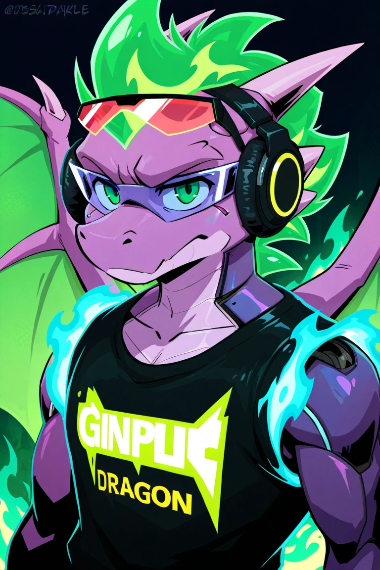 score_9, score_8_up, score_7_up, score_6_up, a pink male anthro velociraptor smiling and doing a gesture, anthro, velociraptor, dromaeosaurid, theropod, reptile, scalie, dinosaur, blue hair, short hair, clothed, oversized sweatshirt, black sweatshirt, colorful sweatshirt, jeans, chain, accessories, pink clothes, bright colors, green clothes, detailed background, abstract background, tail, expressive, male, hair, solo, high quality, pose, scales, detailed scales, scaly body, 25 years old, (glasses), eyewear, wearing glasses, (detailed eyes, green eyes), highly detailed, beautiful, <lora:Furry Enhancer V5.2:0.5>, snout, dutch angle, gesture, claws, clawed fingers, grime, grime aesthetic, EDM, electronic music, dynamic pose, action pose, light pink body, wide angle, first person view, pov, <lora:Smooth Style LoRA XL:0.5>, <lora:OtherStyle_01:0.5>, plants, slim, <lora:Raptors_LoRA_v2:0.7>, digitigrade, sickle claws