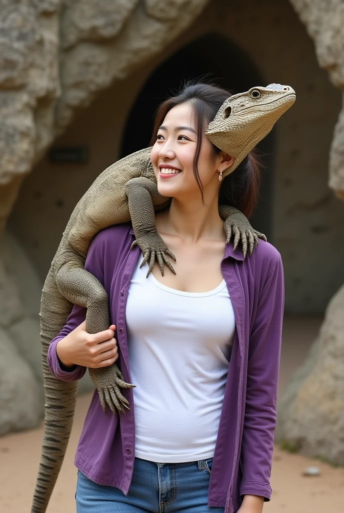 A woman being attacked by a slug monster