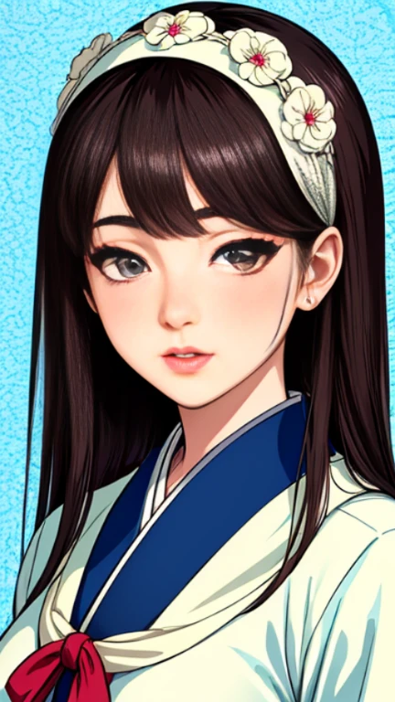 ulzzang -6500-v1.1,(Raw foto:1.2),((Photorealsitic:1.4)),top-quality,masterpiece, illustratio, extremely delicate and beautiful, extremely details CG,Unity,8k wallpaper, astonishing、finely detail, Official art,absurderes, Incredibly ridiculous, huge filesize, Ultra-detail, hight resolution, (Raw photo, Best Quality, Mastery:1.2), (Realistic, Photorealsitic:1.4), (masuter piece:1.4), (Best Quality:1.4),1girl in、Cowboy Shot, solo、looking at the viewers、blue eyess、A darK-haired、hair adornments、common、kimono、makeups、lipsticks、hair stick, perfectly proportions, Perfect growth, Pretty curvy, Big Tits, The thighs are raw、red kimono、kanzashi、layered clothes、Art Parody、Glossy, Bewitching,