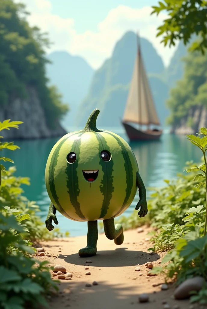 A melon that has a leg and that goes to a boat you are very sucked