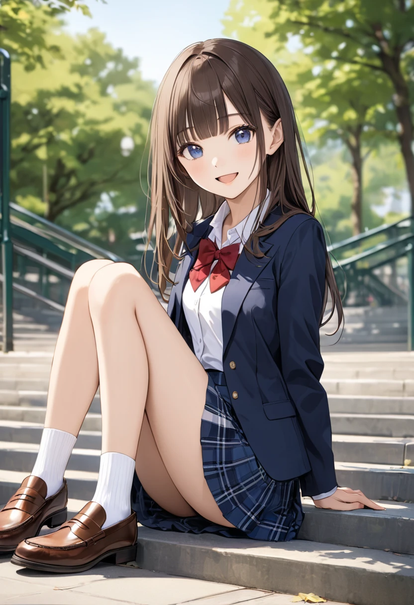 ((masterpiece, Highest quality, High resolution, 超High resolution, Pixel Perfect, Written boundary depth, 4K, RTTX 10.0, Human Development Report))), 1 girl, single, alone, beauty、View the whole body、 ((Long Hair, Short Liuhai, Reddish brown hair)), ((blue eyes, Beautiful eyelashes, Realistic eyes)), ((Detailed face, blush:1.2)), ((Smooth texture:0.75, Vibrant texture:0.65, Vibrant:1.1, Anime CG style)), Medium chest, Perfect body, smile, attractive way to sit, Brewing tea in a teapot, (The wind makes my hair flutter,Exposing shoulders、Expose the chest) , It snows heavily at night、(((Showing panties:1.3)))、M-shaped legs:1.4 Highest, masterpiece, High resolution, (Head to toe full body view), front, frontComposition from slightly below, Symmetric, Tall 18 year old, alone, (Head to toe), (Small breasts), Unkempt brown hair,(White luxury lingerie), (Sit with your legs apart), (Crouching pose), (白いShowing panties構図), (Her legs were spread、I see your white pants.), (I was made to sit on the floor with my legs spread...),((((M-shaped legs:1.4))))
, Thin legs, A very beautiful and tall 18 year old girl, (No shoes), blush, Shy big eyes, looking at the camera, (((Blazer Uniform, Checkered Pleated Skirt)))、((Vulgarity)),