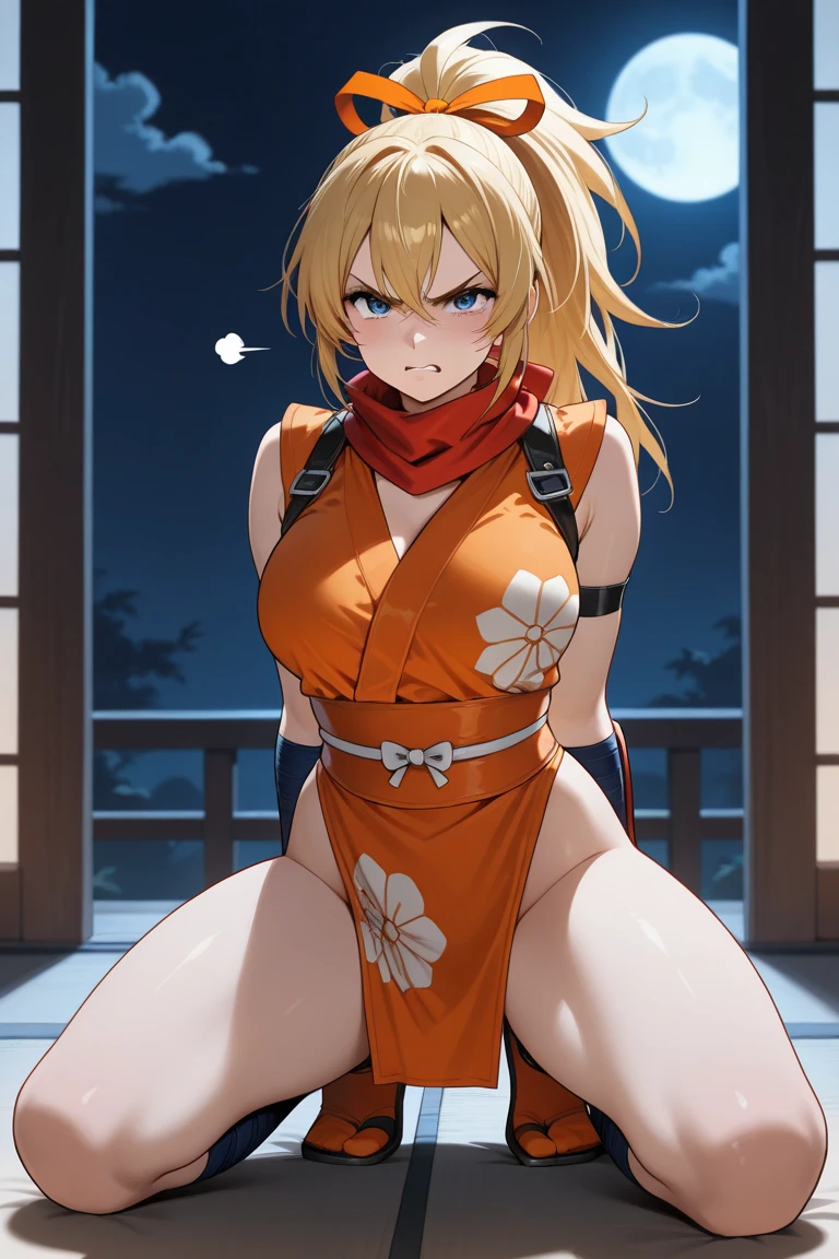 TohruDM, WTail, 1girl, full body, Woman body set big breasts, Stretch meat, kimono, obi, black kimono, red obi, wide obi, cleveage, busty, big, no panties, no bra, beautiful alluring anime woman, seductive anime girl, artwork in the style of guweiz, japanese dress, trending on cgstation, guweiz on pixiv artstation, with ancient japanese clothes, blond hair, smiling, dragon tail, happy girl, 2 hands only, 