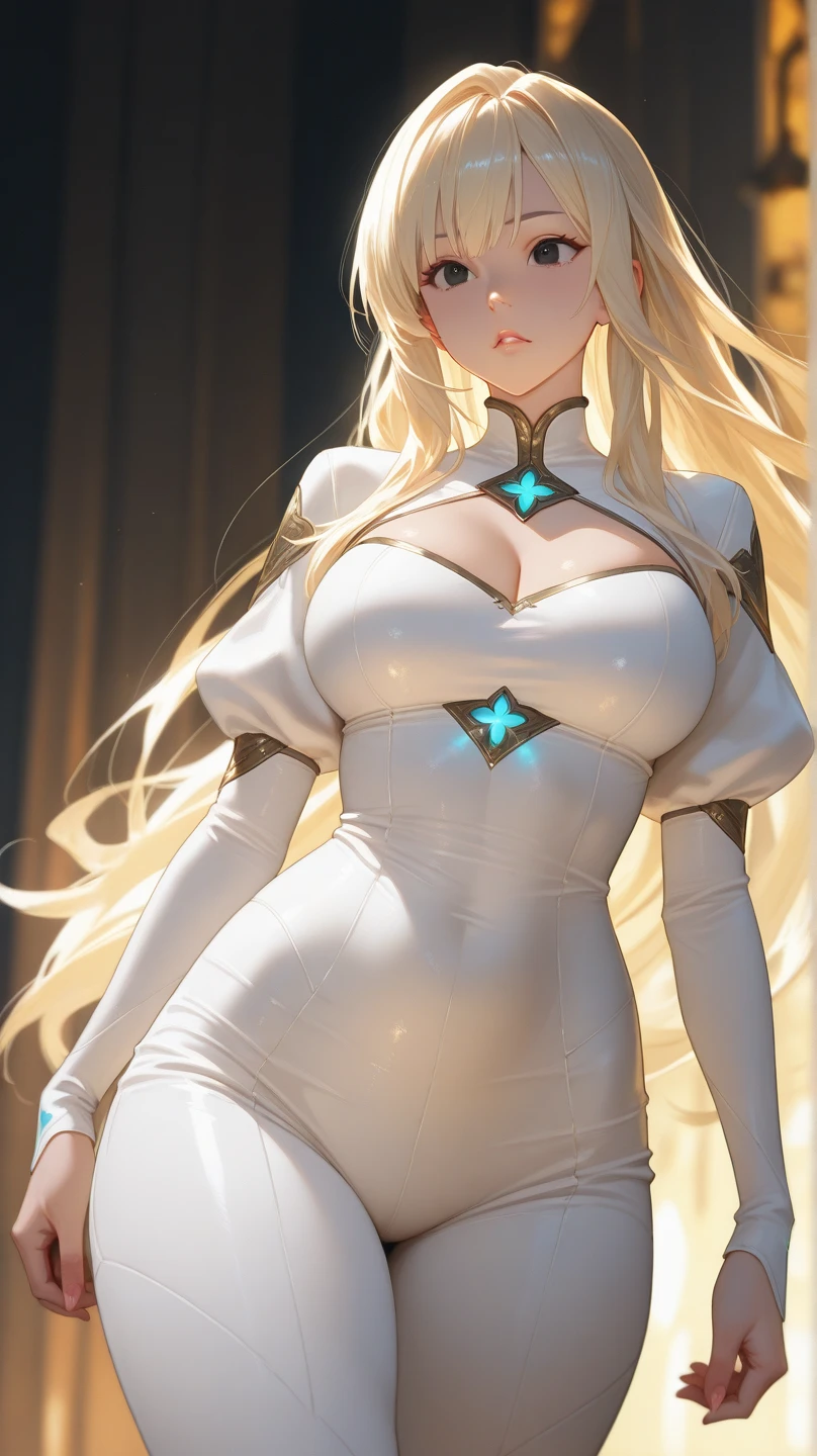 anime girl with long blonde hair and blue eyes in a white dress, , blonde anime girl with long hair, anime goddess, seductive anime girl, render of april, ecchi, from the azur lane videogame, splash art anime , ahegao, in dress, , pixiv 3dcg, ahegao, blush, sweat, open mouth, rolling eyes, tears, tongue out,