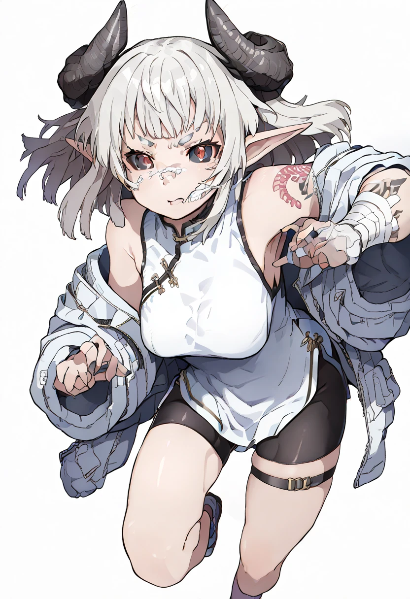 (hero neisan art style:0.7), score_9, score_8_up, score_7_up, score_6_up, uncensored, olgamarie, yellow eyes, white hair, long hair, side braid, BREAK (masterpiece:1.2), best quality, high resolution, (detailed eyes:1.3), perfect lighting, (perfect hands, perfect ???????), large breasts, sagging breast, chain, chained, cuffs, shackles, handcuffs, broken_chain, restrained, bound, bdsm, 1girl, anchor, broken, bondage, swing, flail, sickle, lock, solo, collar, rating:questionable, hollow eyes, embarrassed, blush, clenched teeth, clenched hands, leash, choker, 