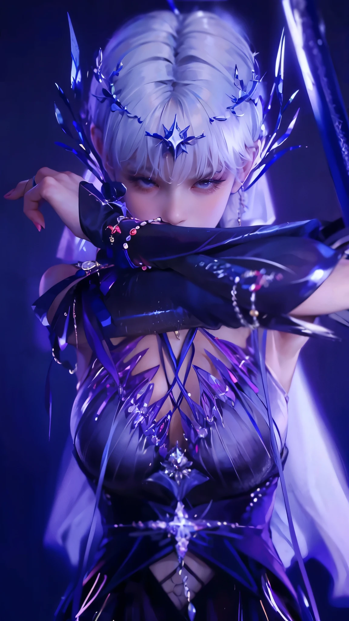 A girl wearing a cosplay costume posing for a photo, wlop sanqre style, 8k octane render, unreal engine rendering + goddess, from ncsoft, raining!, shot with canon eos r6, ultra-realistic 8k hdr photograph, 2b, 2b, <mmorpg game scene,Smile