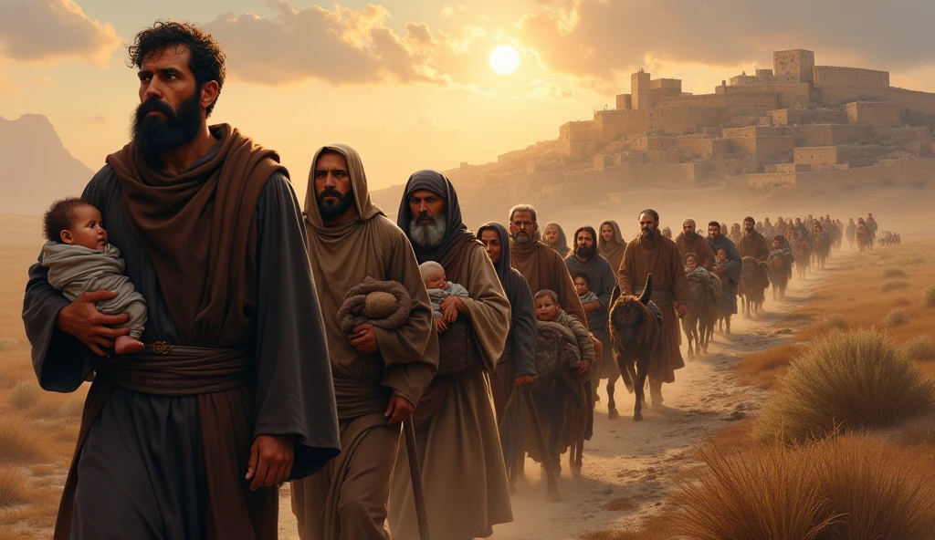 Character from the Bible Jacob returning to Canaan with his wife and 12 children