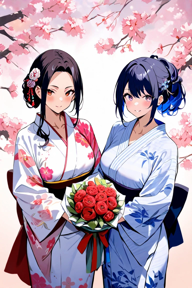 anime image of two women dressed in traditional japanese clothing in Cherry blossoms, palace a girl in hanfu, wlop and sakimichan, long hair, purple haired deity, characters from azur lane, anime fantasy illustration, from the azur lane videogame, genshin, artwork in the style of guweiz, onmyoji detailed art, two beautiful anime girls, mother and child, symbol of maternal love, mother and child, such as photos of mother and child