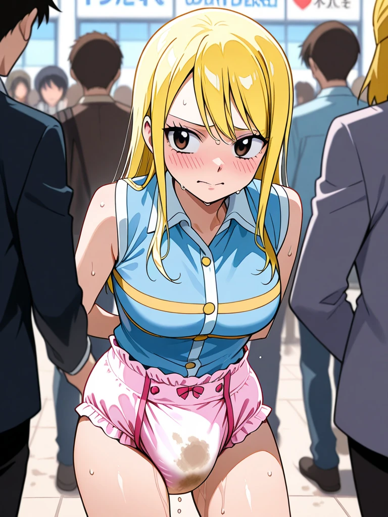 Highest quality、Highest quality、nsfw,Landmine fashion girl style、(Lucy、Fairy Tail Style、Gang rape、Dark skinned guy giving blowjob and masturbating to big fat dick、There are faint swimsuit tan lines)、She is wearing perverted, small-area embroidered floral underwear.、A luxury hotel with a view of the city at night、Best Eros、、Both of them are sweating and the man is inserting his penis into her vagina.、Extra large saggy breasts 1.5、Puffy huge erect nipples,Super huge areola 1.4、A large amount of breast milk is coming out、Completely naked、With pubic hair、He puts his dick inside her vagina、A large amount of semen is ejaculated into the pussy and it overflows、
