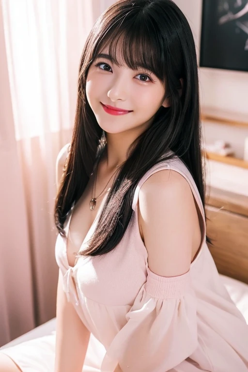 a lot of details, (slender waist), 30 years old, detailed black hair, beautiful detailed hair, super fucking beautiful, complex details beautiful and delicate eyes, perfect hands, (small breasts best quality), perfect and delicate limbs, detailed skin, best quality, ultra-detailed,
delightful, cheerful grin, standing, medium hair, off shoulder, orange Clothes,white skirt, japanese, in the city, (Standing on the transparent floor of a skyscraper, you can see the city and roads beneath your feet:1.3),full body shot, from front, aerial view