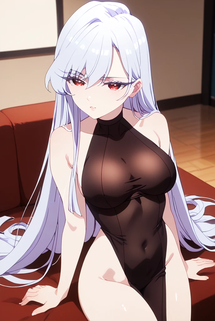 anime girl laying in bed with a bloody face on her chest, 2 b, 2b, tifa lockhart with white hair, seductive anime girl, white haired deity, anime woman fullbody art, from girls frontline, perfect white haired girl, full body;, anime barbie in white stockings, white haired, full body picture, extremely detailed artgerm