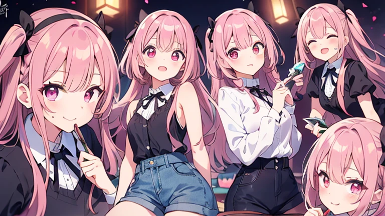 ((masterpiece))((Highest quality))girl、Laughing with your mouth open、blush、Flat Chest、Are thin、Blonde Hair、blush、Are standing、Whole body image、Eye level on face、、No background、Hair is two colors、Twin tails、Red Eyes、Two-tone red and yellow hair、Completely naked、Greeting with pussy、