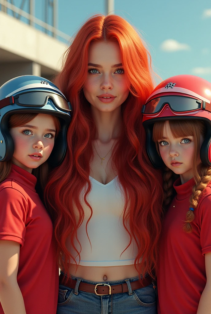 girls red-haired children WITH STRAIGHT HAIR, BACKGROUND blue peroil, ice very ice.