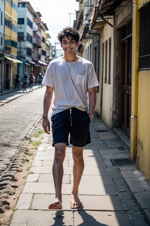 Want a photo of a young man wearing a half blue and half white banyan
