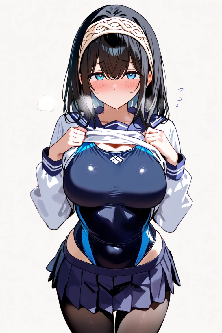 highest quality,wonderful,finely,extremely detailed CG Unity 8K wallpaper, (1 girl,black hair, blue eyes,twin tails), (blindfold :1.4), (small breasts:1.3), (erect nipples), (grabbing another’s breast:1.4), (Light blue striped micro bikini:1.1), (open mouth:1.2), (long tongue:1.2), (mouth drool:1.2), (black stockings:1.1),(Thighs),(constriction), (brown skin:1.3)