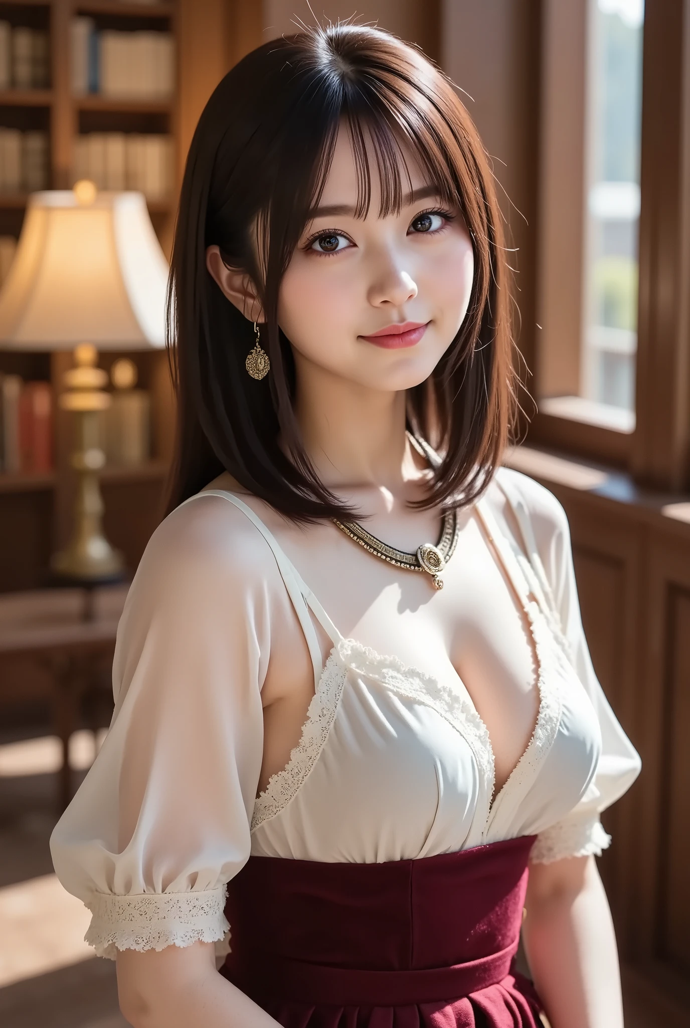 (8k, RAW photo, best quality, masterpiece:1.2), ultra detailed, ultra high res,
(realistic, photo realistic:1.37), high detail RAW color photo, professional photograph,
an extremely delicate and beautiful, extremely detailed, 8k wallpaper, Amazing, finely detail, huge file size, official art, extremely detailed CG unity 8k wallpaper,
extremely detailed beautiful girl, extremely detailed face, extremely detailed eyes, extremely detailed skin, extremely detailed fingers, extremely detailed nose, extremely detailed mouth, perfect anatomy, highly detailed background, extremely detailed clothing,
1girl, (25 years old:1.2), teenage, cute girl, famous japanese idol, kawaii,
(small breasts:1.2), realistic body, ,
fair skin, shiny skin, slender body, good figure,
black hair, long straight hair, (blunt bangs:1.2),
smile, cute, young, cute face, baby face, realistic face,
beautifully detailed eyes, drooping eyes, beautiful big eyes, large dark eyes, beautiful and clear eyes,
shirt,white shirt, cleavage,white panty,front view,in room,