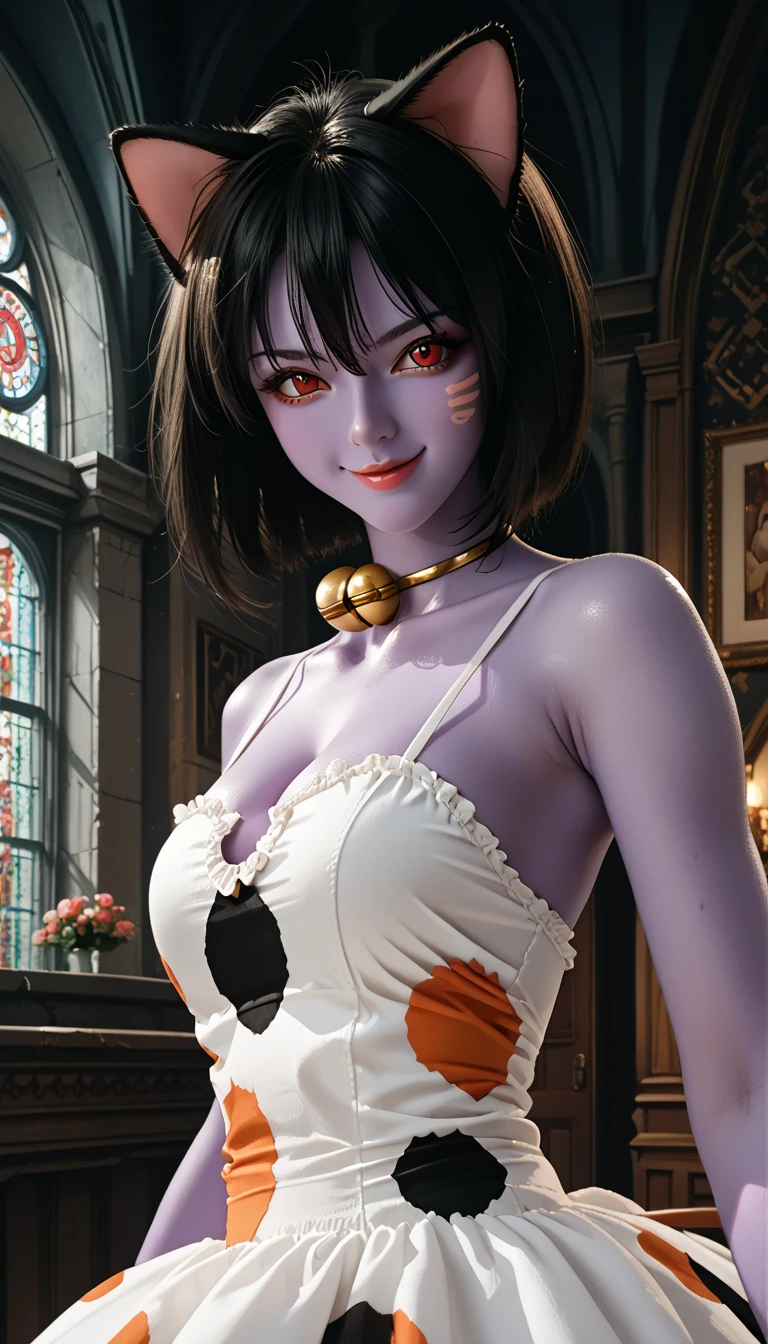 (masterpiece, best quality:1.2), 1girl, solo,dark blue hair,gray eyes, she wear's a white Cheongsam with a red, black and gold plant design, periwinkle pants and black and white dress shoes. She wears a silver band on her ring finger.muscular female bodybuilder, oil painting, strong and defined muscles, intense expression, confident pose, gym backdrop, sweat glistening on her skin, veins bulging, toned physique, powerful presence, professional lighting, vibrant colors, realism, extreme detail description, sharp focus, (best quality, 4k, highres, masterpiece:1.2), physically-based rendering, bodybuilding competition, intense workout, determination, dedication, muscular symmetry, fitness journey, weightlifting, athletics, ultra-fine painting, vibrant energy, bokeh, dynamic composition.