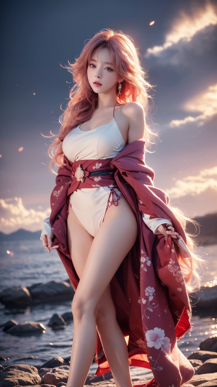 (hyper realstic)、Ancient priestess、Ancient female shamans、
immensity Beautie high-level image quality hight resolution,, Realistic Beautiful eyes, White hair, ringed eyes,、((medium ))、Detailed red-black , detailed skin textures、超A high resolution、Realistic、Voluptuous body shape、A smile、20 thh yer old,, Beautiful expression、With detailed red-black areola 、Detailed purple eyes、long fluffy hair、Kamimei、Very delicate and detailed skin texture、35Female Shaman、(pink pubic hair)、{(A limestone cave made of glittering crystals)、(A lot of torches are burning)}、Ancient priestess、medium cleavage、medium open neckline、big butts、bright red lips、(Colorful and glamorous clothes and luxurious accessories)、I have an ornate platinum wand、 show nipples, show vagina, open legs:1.4