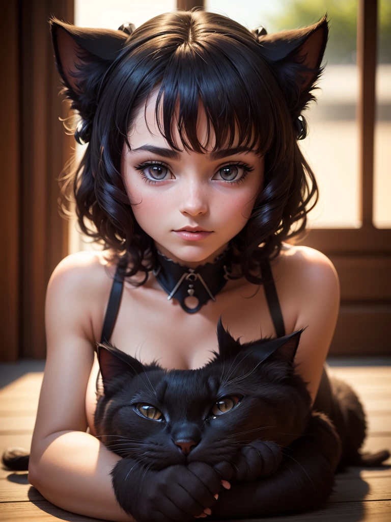 Enchantress Cat: A mystical feline figure with captivating allure, this Enchantress Cat is a mesmerizing sight to behold. With emerald-green eyes that seem to twinkle with magic, her sleek black fur is adorned with shimmering crystal gems and glowing runes. Her enchanting tail holds a spark of mystical energy, ready to cast its spell on those around her. This cat is often seen in a tranquil setting, surrounded by a lush garden brimming with vibrant blooms, her serene gaze focused on the wonders of the natural world.