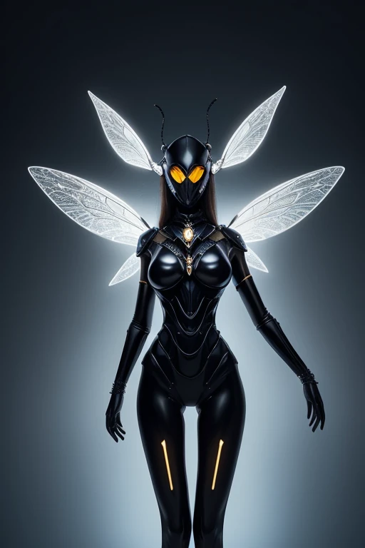 ((best quality: 1.5, masterpiece)), intricate details, soft focus, professional, real life, realistic representation of the face, dim volumetric lighting, dynamic pose, in the style of realistic and hyper detailed renderings BREAK ((overexposed, ((Anubis, chrome perfectchainmail armor:1.4, (Anubis), knight fantasy, raging anger, (glowing red eyes, female faerie dragonfly wings, gigantic, from below))))), film grain, bokeh, black background, dark empty room, golden hour, emerald, nose piercing, smiling, playing, photorealistic, hyper-realistic, 8K