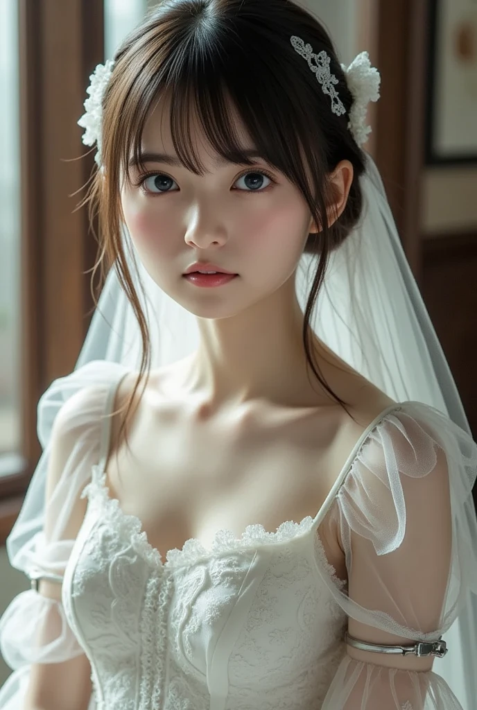 Top Quality, Masterpiece, One Girl, Beautiful Face, (Photorealistic Picture:1.3), Rim Lighting, (High Detail Skin:1.2), 4K, DSLR, High Quality, High Definition, 4K, Bokeh, Absurdity, Best Ratio Four Fingers and One Thumb, (Real:1.3), Cute 1 Girl, White Dress, Midchest, Sedentary,