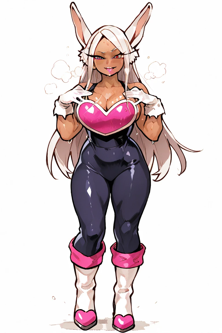 charlotte,long white hair,purple lips,right thigh rose tattoo,blue eyes,
pink leotard,long sleeves, 
scarf,gloves,boots,helmet,
standing,legs,
outdoors,
(insanely detailed, beautiful detailed face, masterpiece, best quality),<lora:Smoothie130:0.8>,